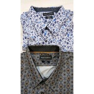 Two Paul Fredrick Button Up Shirts 3XLT Tall Floral & Geometric Pattern Shirt